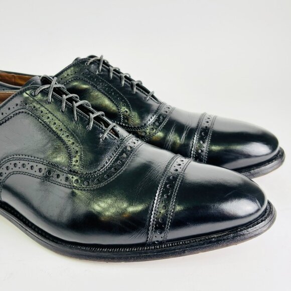 Vintage Allen Edmonds "Argonaut" Men's Leather Cap-Toe Oxfords 10.5 D Black - Picture 3 of 16